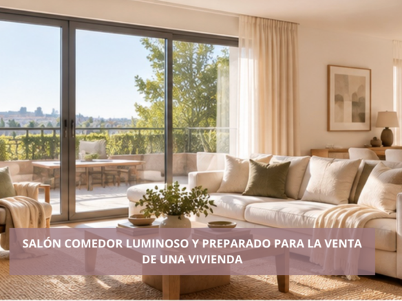 Salón comedor luminoso y preparado para la venta de una vivienda