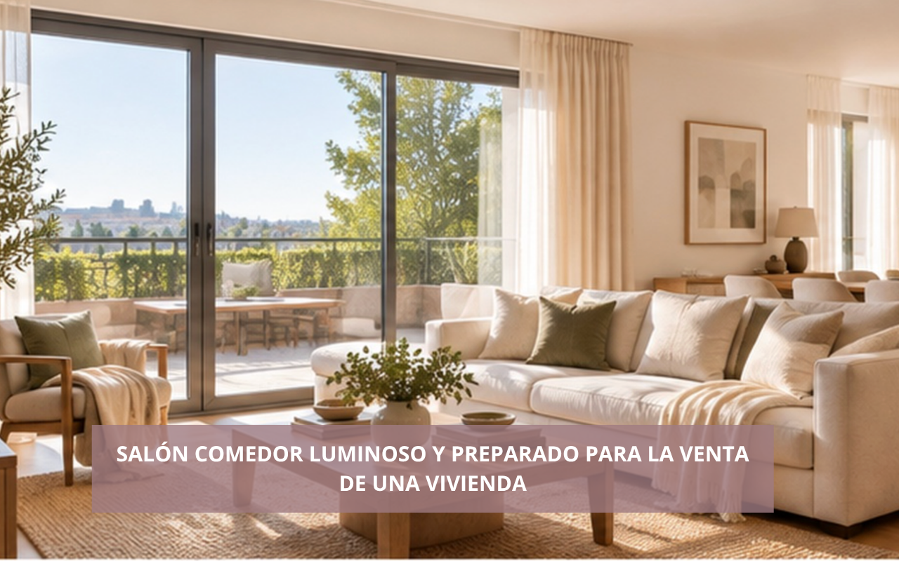Salón comedor luminoso y preparado para la venta de una vivienda